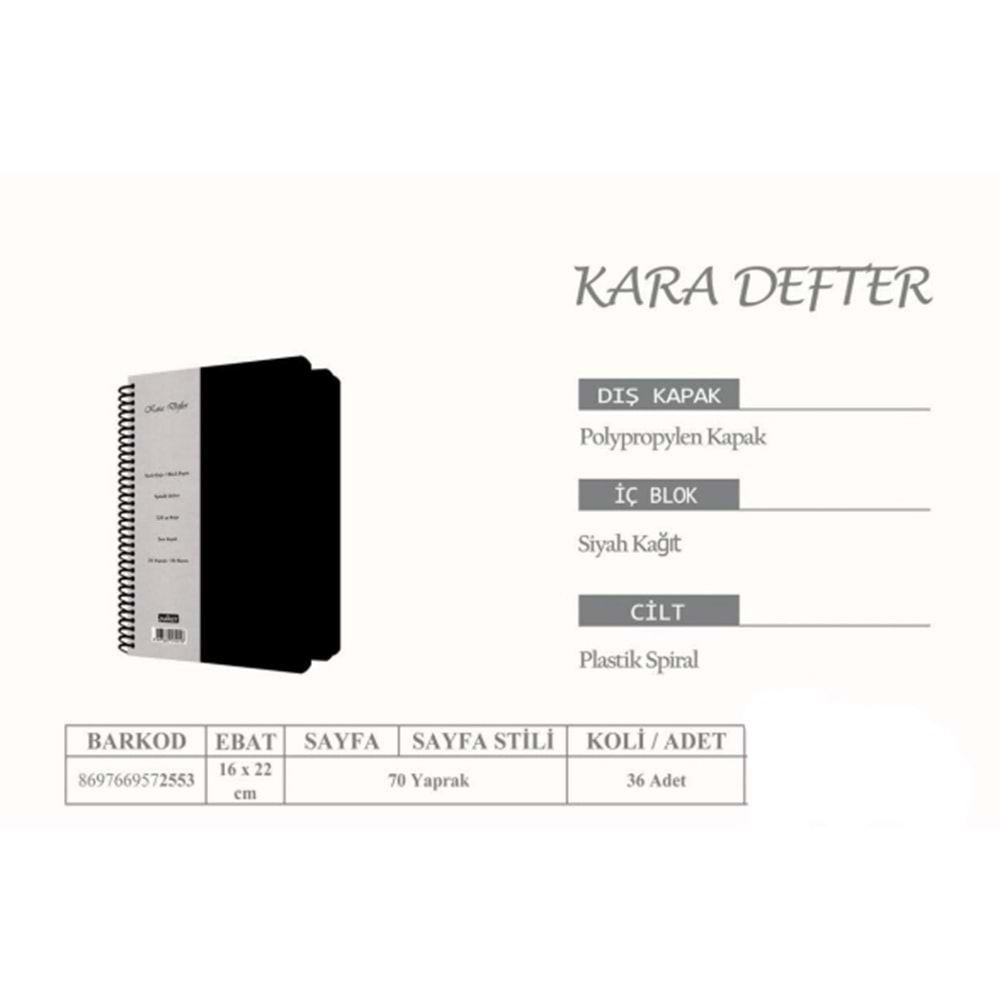 AKER | 120 YP A5 SİYAH DEFTER