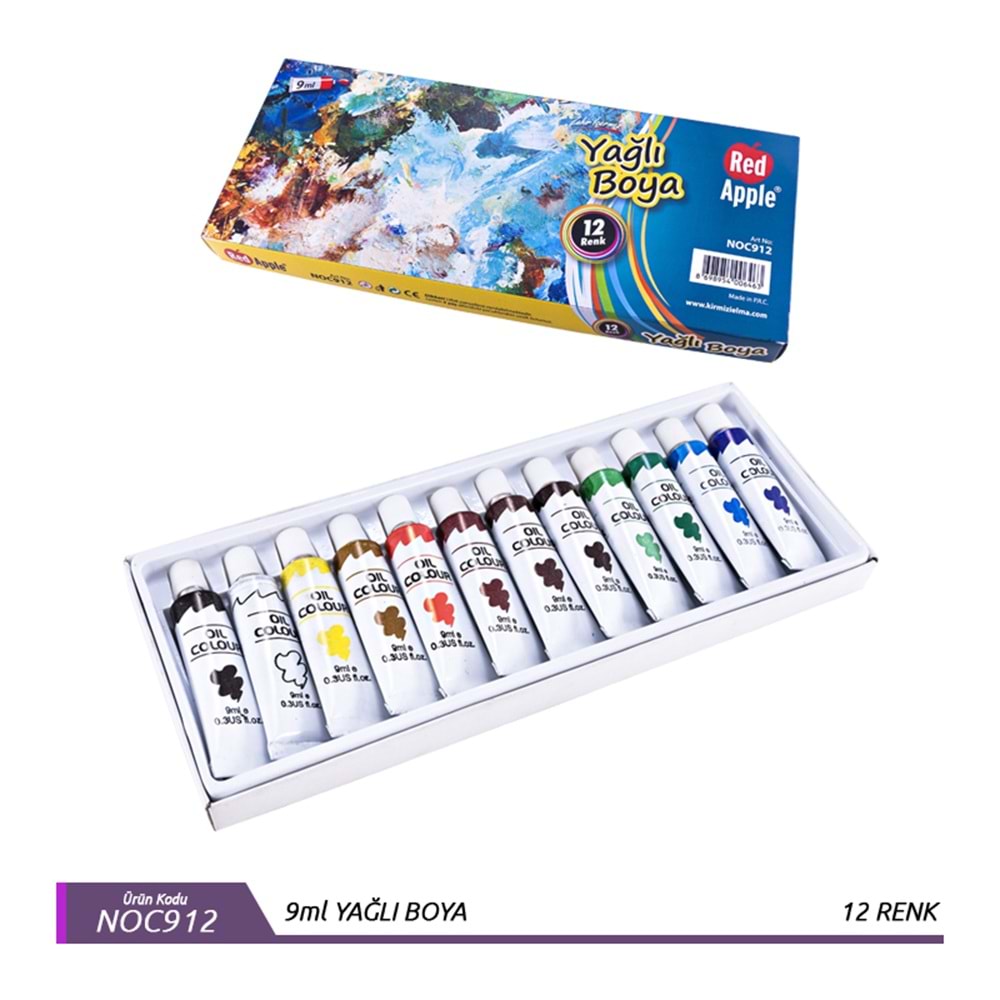 REDAPPLE | YAĞLI BOYA 12 RENK 9 ml