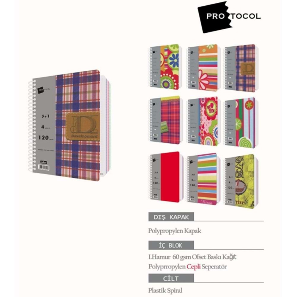 AKER | PROTOCOL PP KAPAK SPR A5 100 YP. KARELİ DEFTER