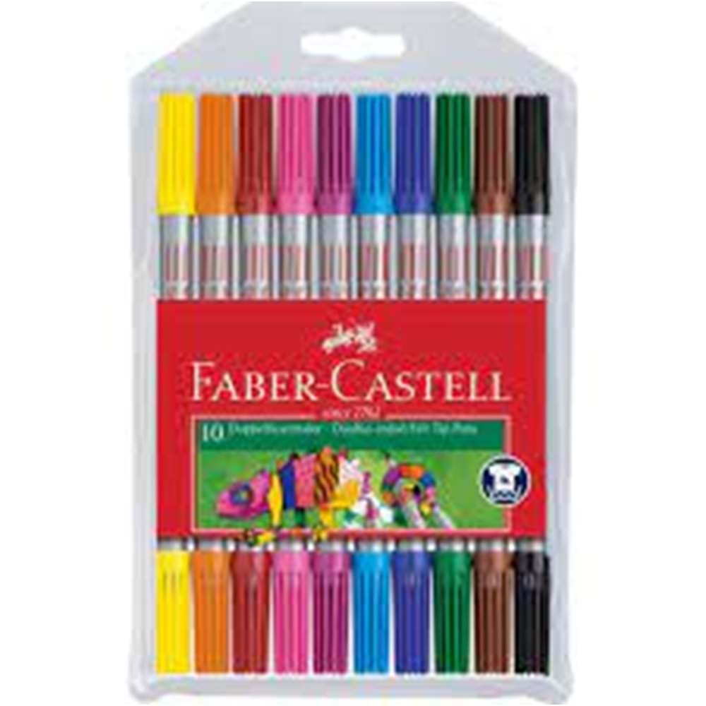 FABERCASTELL | ÇİFT TARADLI KEÇELİ KALEM YIKANABİLİR 10 RENK