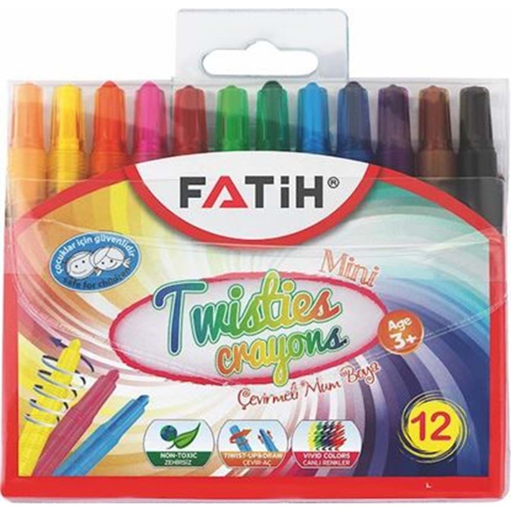 FATİH | MUM BOYA 12 RENK UZUN SILGI + K.TRAŞ HEDIYELI