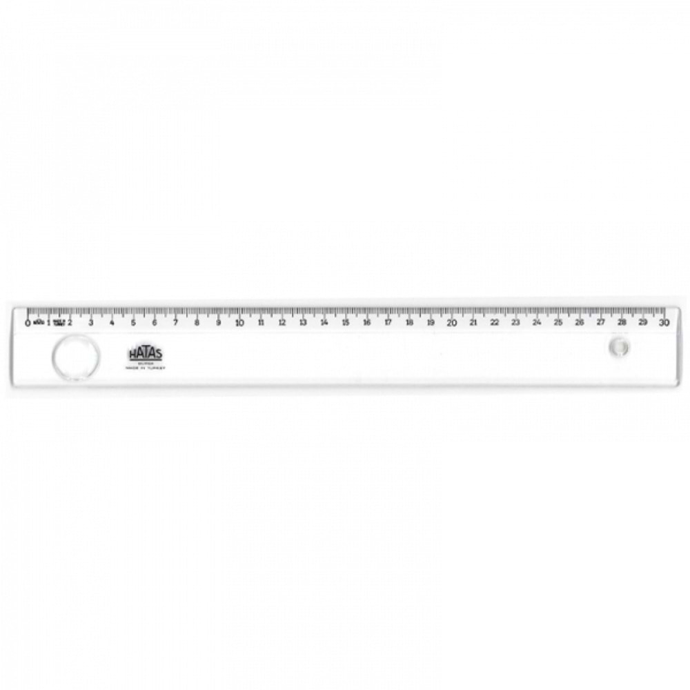 HATAS | 30 CM MERCEKLİ BÜRO CETVELİ ŞEFFAF