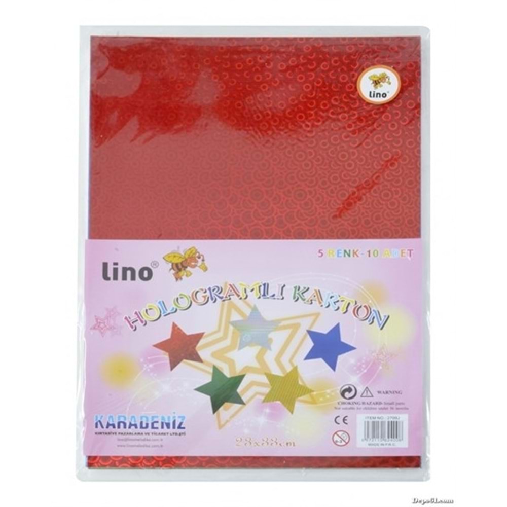 LİNO | HOLOGRAMLI KARTON 5 RENK 10'LU (23x33 cm.)