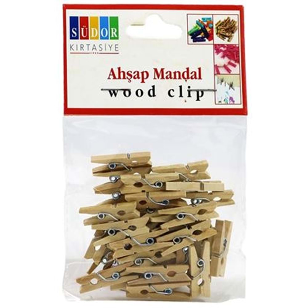 SÜDOR | Ahşap Mandal Küçük 2,5 cm 30 Lu Naturel