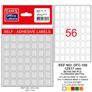 TANEX | STD OFC-112 19*27 MM BEYAZ OFİS ETİKETİ 10 AD.