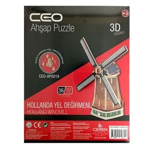 CEO | 3D AHŞAP PUZZLE BASKILI - HOLLANDA YEL DEĞİRMENİ