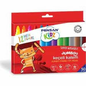 PENSAN | YIKANABİLİR JUMBO KEÇELİ KALEM 12 RENK