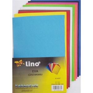 LİNO | EVA 20X30 CM.10 RENK 2MM.ÇİZGİ BASKILI 10'LU PAKET