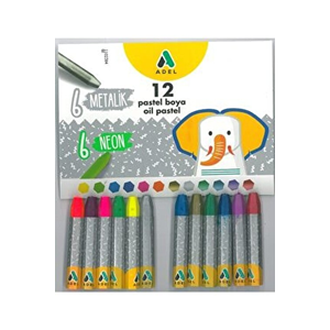 ADEL | METALİK + FOSFORLU PASTEL BOYA 12 Lİ