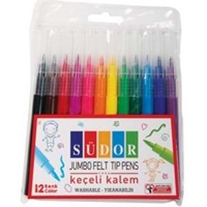 SÜDOR | JUMBO KEÇELİ KALEM 12 RENK