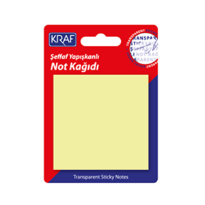 KRAF | ŞEFFAF YAPIŞKANLI NOT KAĞIDI 70X70 50YP. - SARI