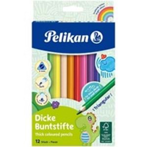 PELİKAN | JUMBO ÜÇGEN 12 Lİ KURU BOYA KALEMİ