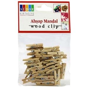 SÜDOR | Ahşap Mandal Küçük 2,5 cm 30 Lu Naturel