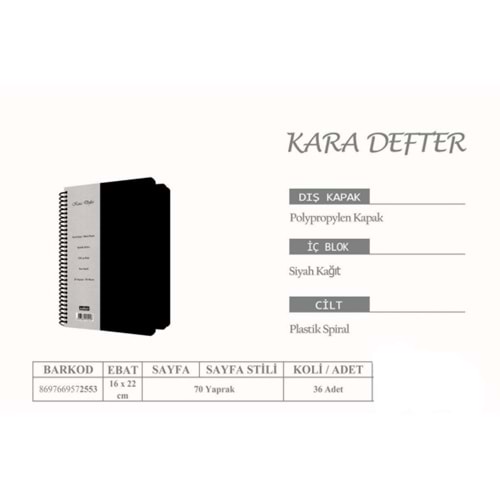 AKER | 120 YP A5 SİYAH DEFTER