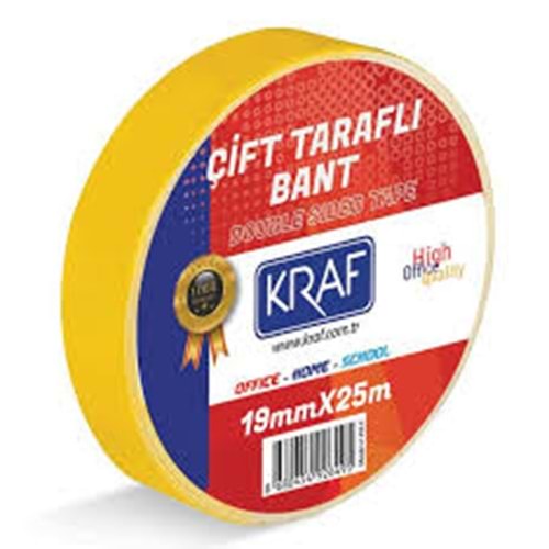 KRAF | ÇİFT TARAFLI BANT 19MMX25M 2519G