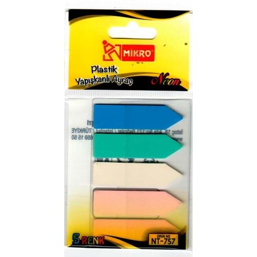 MİKRO | RENKLİ PLASTİK YAPIŞKANLI AYRAÇ NT-757