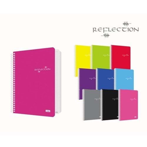 AKER | REFLECTION PASTEL PP KAPAK SPİRALLİ DEFTERLER A4 80 YP. ÇİZGİLİ