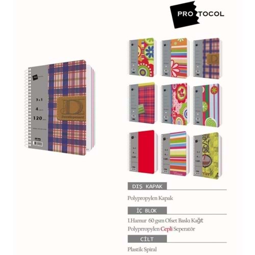 AKER | PROTOCOL PP KAPAK SPR A5 100 YP. KARELİ DEFTER