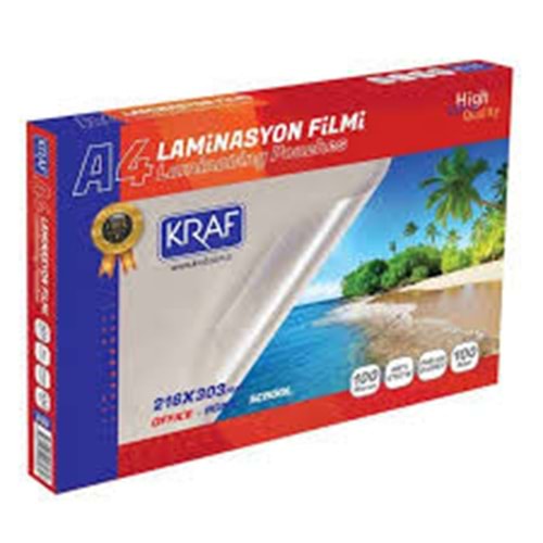 KRAF | 100 MİC. 100 LÜ A4 LAMİNASYON FİLMİ