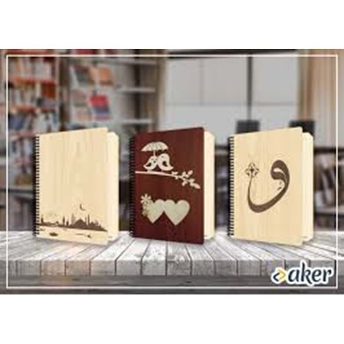 AKER | AHSAP KAPAK SPİRALLİ DEFTERLER 16x22 70 YP. KARELİ