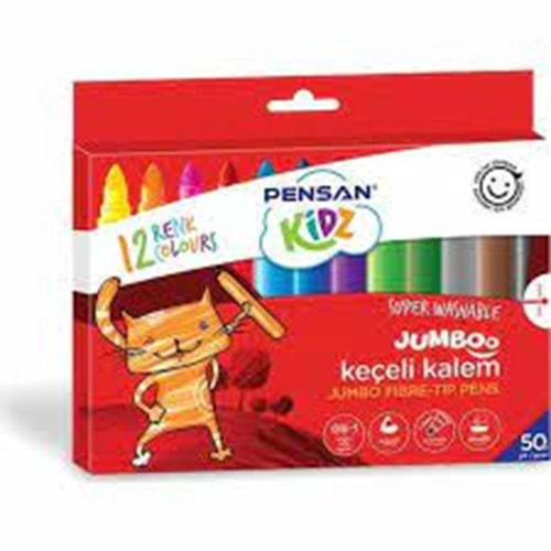 PENSAN | YIKANABİLİR JUMBO KEÇELİ KALEM 12 RENK