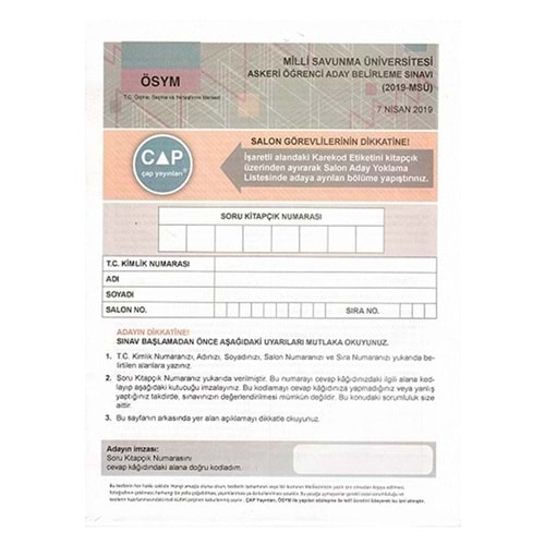 ÇAP | ÜNİV. HAZ TIPKI BASIM DENEME (MSÜ) - 2019 - 2024
