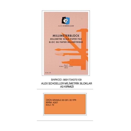 ALEXSCHOELLER | A3 DİKEY MİLİMETRİK KAĞIT 20 YP.NO:109