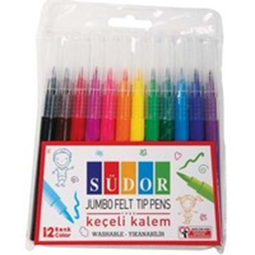 SÜDOR | JUMBO KEÇELİ KALEM 12 RENK