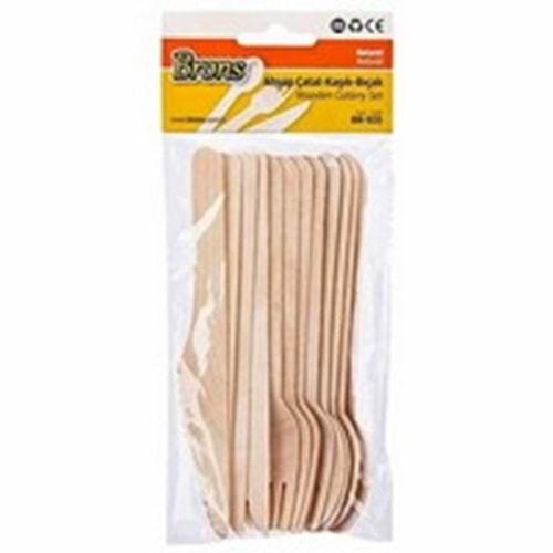 BRONS | AHŞAP CATAL KAŞIK BIÇAK SETİ BR-920