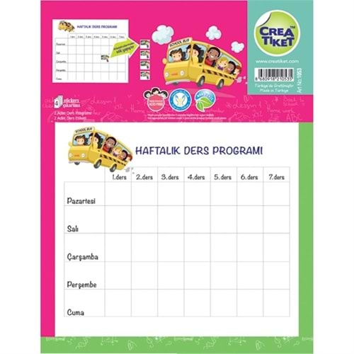 CREATİKET | DERS PROĞRAMI PEMBE 1053