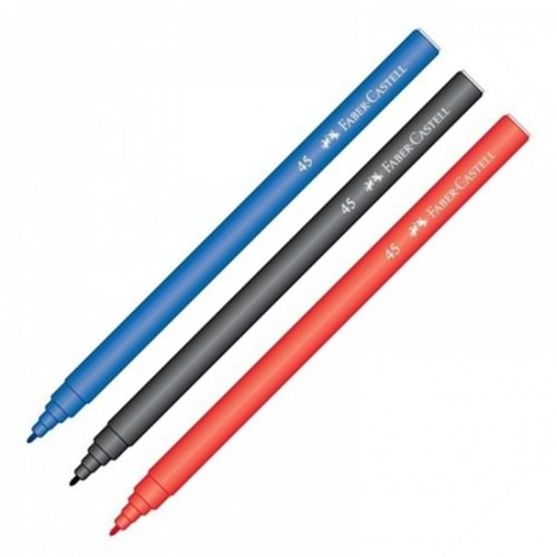 FABERCASTELL | KEÇELİ KALEM SİYAH-MAVİ-KIRMIZI
