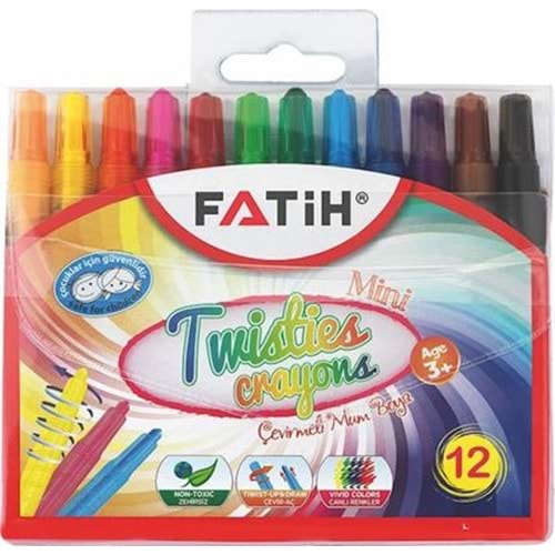 FATİH | MUM BOYA 12 RENK UZUN SILGI + K.TRAŞ HEDIYELI