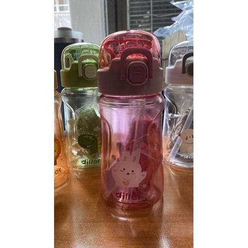 VAGONLIFE | DİLLER 550 ML. PİPETLİ TRİTAN SU MATARASI DB007 / PEMBE