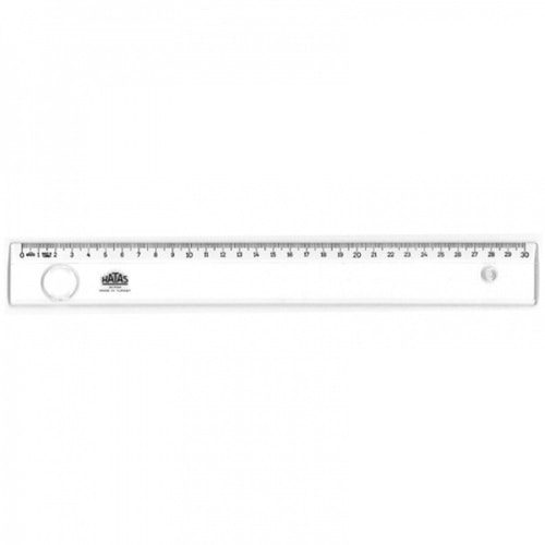 HATAS | 30 CM MERCEKLİ BÜRO CETVELİ ŞEFFAF