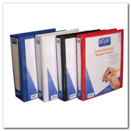 KRAF | D MEKANİZMALI KLASÖR 3CM 4 HALKA 1034 BEYAZ