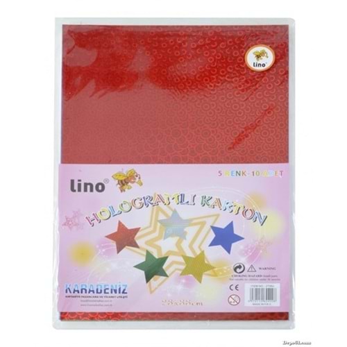 LİNO | HOLOGRAMLI KARTON 5 RENK 10'LU (23x33 cm.)