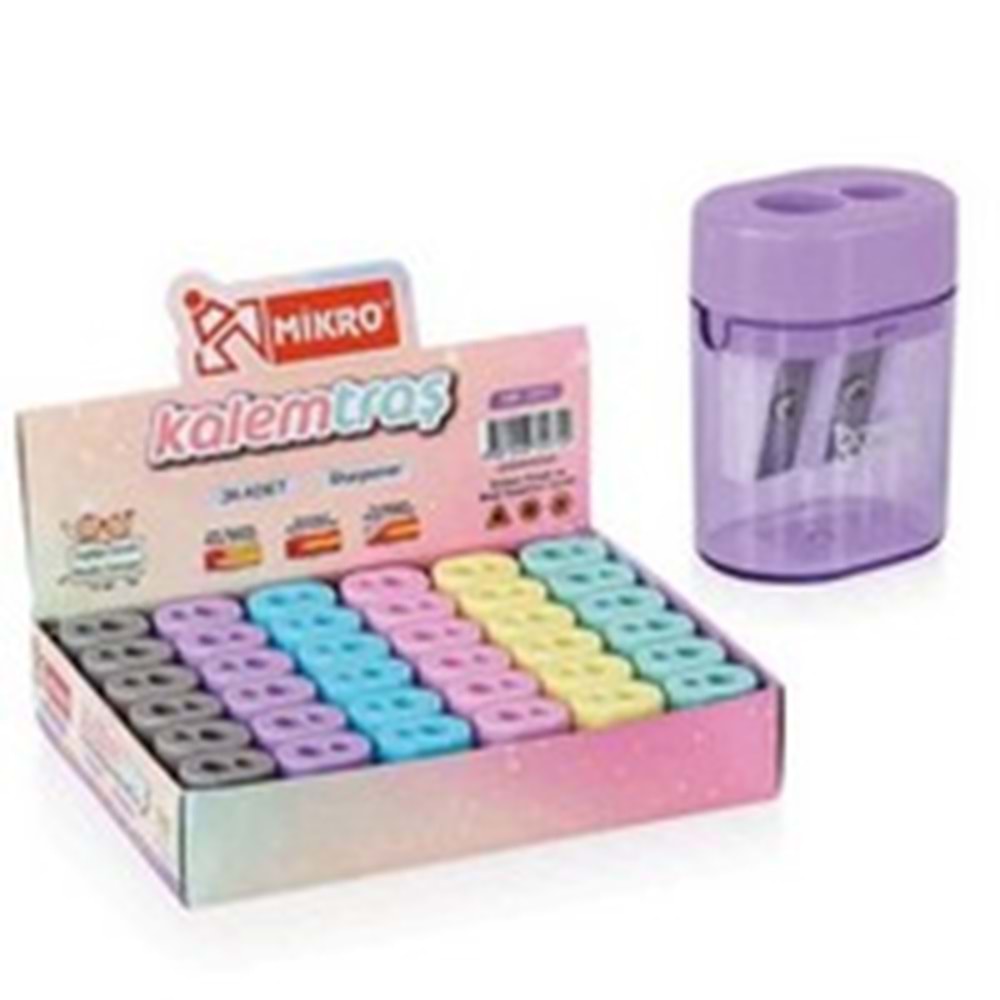 MİKRO | PASTEL RENK ÇİFT GÖZLÜ KALEMTRAŞ - MK 1011-36